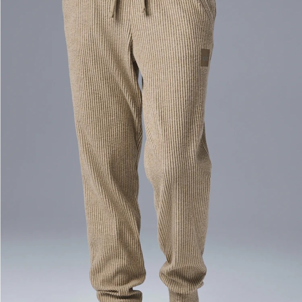 Beige Ribbed Knit Pants - Picture 4 of 5